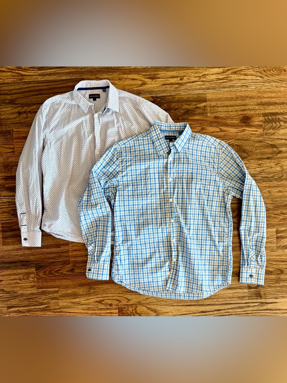 Jack Maverick men’s long sleeve button down shirts, lot of 2, plaid, size large